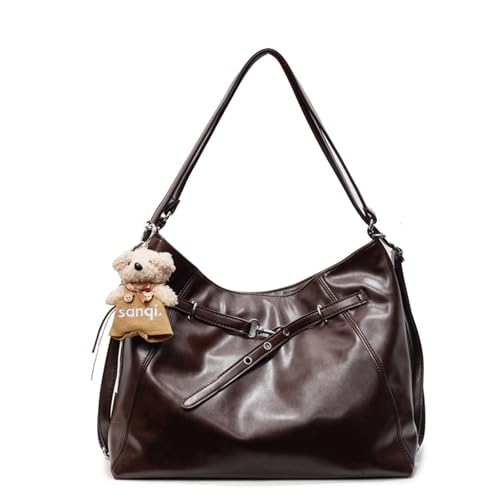 WMFASBAG Pu Elegante Handtaschen mit Gürtelschnalle Einkaufstasche Umhängetasche for Frauen (Kaffee) von WMFASBAG