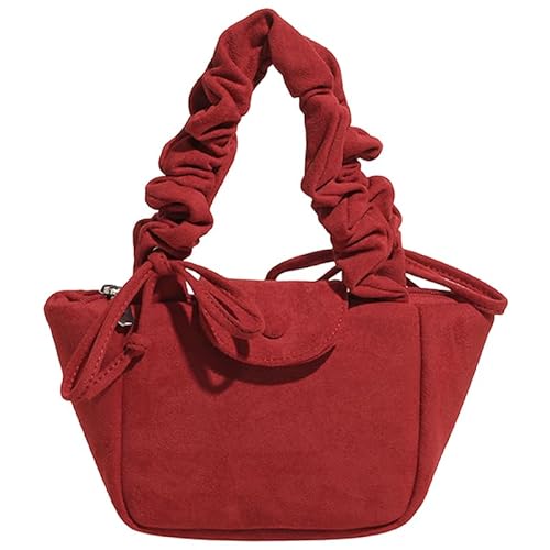 WMFASBAG Quadratische Achselbeutel PU Leder Crescent Umhängetasche for Frauen täglich (rot) von WMFASBAG