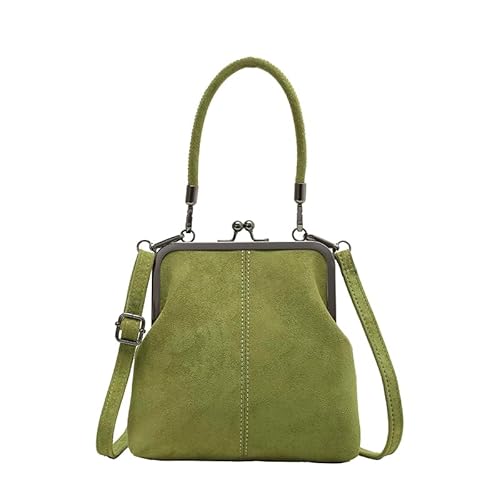 WMFASBAG Retro Flanell Handtasche Clip Crossbody Bag Vintage PUSS Umhängetasche (grün) von WMFASBAG