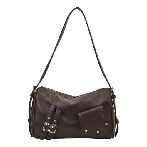 WMFASBAG Retro Motorrad Crescent Hobo Handtasche PU ABERARM -Geldbörse for Frauenarbeit (Kaffee) von WMFASBAG