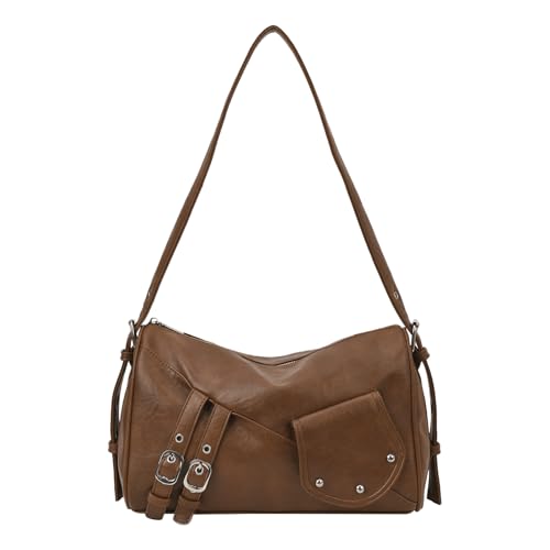 WMFASBAG Retro Motorrad Crescent Hobo Handtasche PU ABERARM -Geldbörse for Frauenarbeit (braun) von WMFASBAG