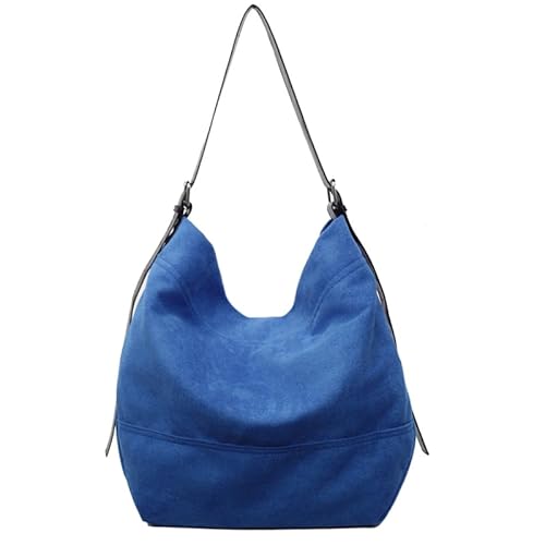 WMFASBAG Retro Wildleder Umhängetasche Feste Farbtasche Handtasche Tasche for Frauen (blau) von WMFASBAG