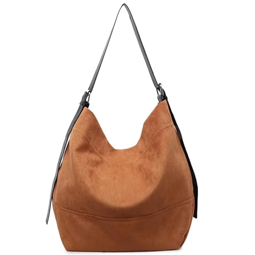 WMFASBAG Retro Wildleder Umhängetasche Feste Farbtasche Handtasche Tasche for Frauen (braun) von WMFASBAG