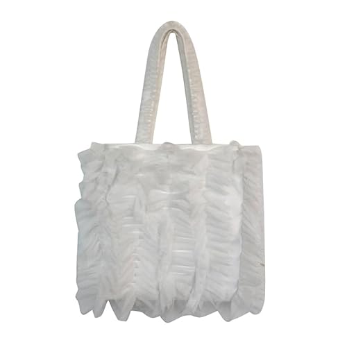 WMFASBAG Ruffen Garn Umhängetasche Tüll Tüll -Spitzen -Tasche Falten -Handtasche for Frauen (weiß) von WMFASBAG
