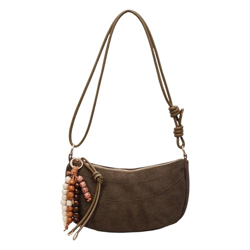 WMFASBAG Slouchy Wildleder -Umhängetaschen mit Reißverschluss Crescent -Umhängetasche for Frauen (grün) von WMFASBAG