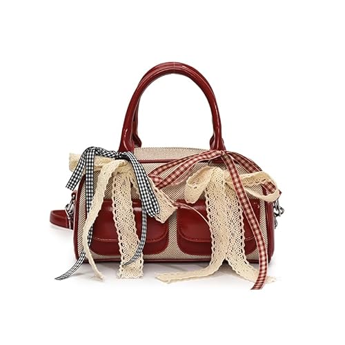 WMFASBAG Süße Bogen Geldbeutel Umhängetasche PU Leder Handtasche Crossbody Tasche for Frauen (rot) von WMFASBAG