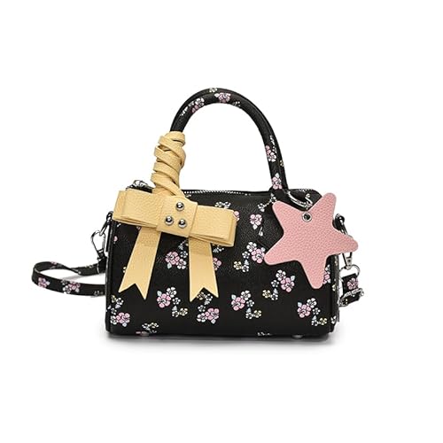 WMFASBAG Süße Bogenhandtasche Blumenkreuzbodus Geldbeutel Trendy Boston Tasche for Frauen (schwarz) von WMFASBAG