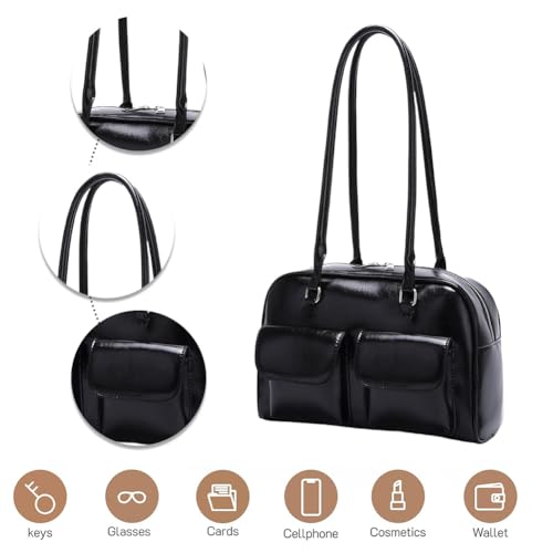 WMFASBAG Umhängetasche for Damen mit mehreren Taschen, Handtasche aus PU-Leder, Clutch (schwarz) von WMFASBAG