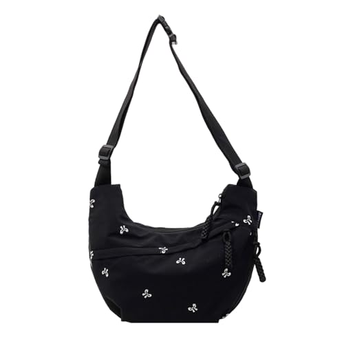 WMFASBAG Umhängetasche for Frauen Nylonknödelbeutel mit Reißverschluss zum täglichen Gebrauch (schwarz) von WMFASBAG