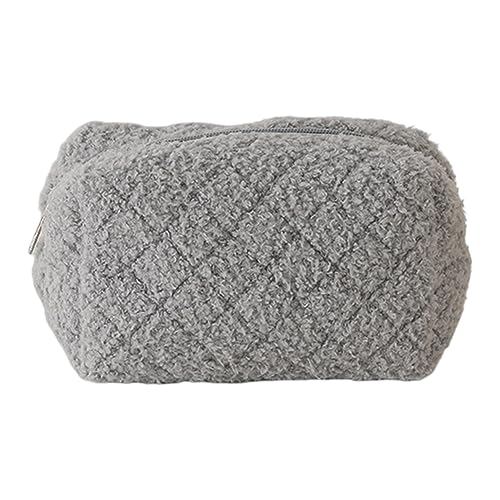 WMFASBAG Weiche, pelzige Schreibwarentasche mit Reißverschluss, einfarbig, Damen-Plüsch-Kosmetiktasche for den täglichen Gebrauch von weiblichen Mädchen von WMFASBAG