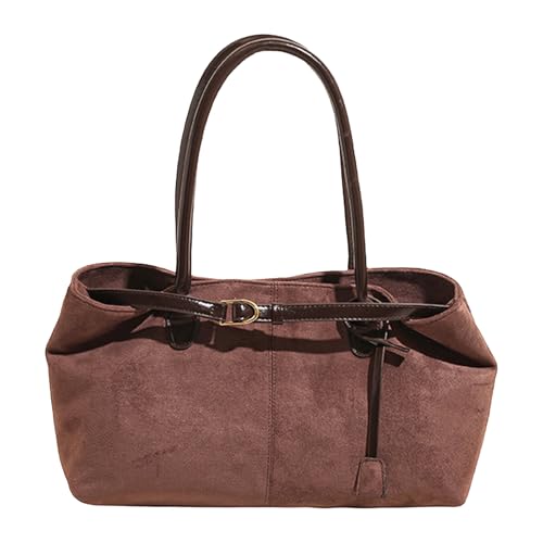 WMFASBAG Wildleder-Leder All-Match-Unterarmtasche Retro-Umhängetasche Tasche Handtasche (Kaffee) von WMFASBAG