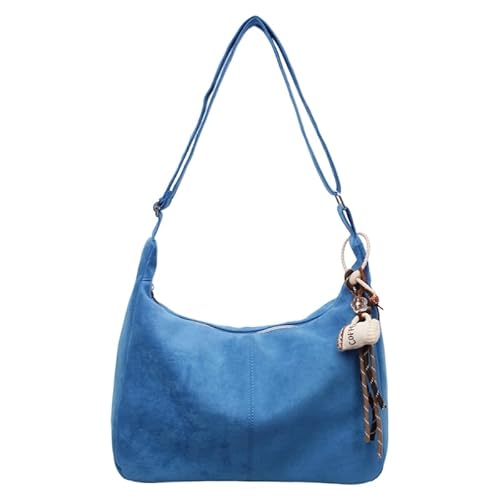WMFASBAG Wildleder -Umhängetasche Kausaler Crossbody Body Crescent Hobo -Tasche for Frauen Mädchen (blau) von WMFASBAG
