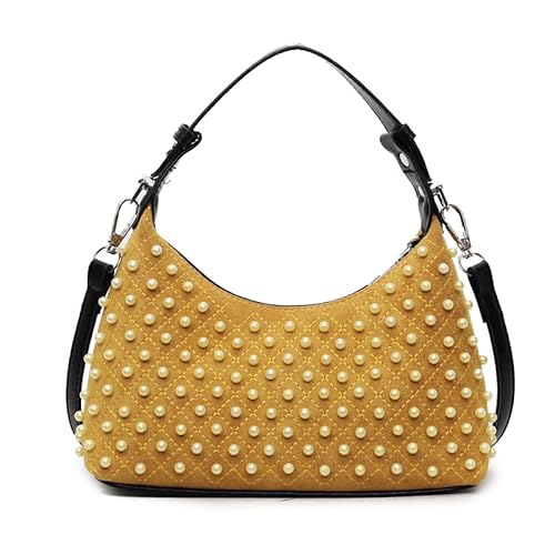 WMFASBAG Wildleder -Umhängetasche Niet Retro Motocycle Crossbody Bag for Frauenarbeit (gelb) von WMFASBAG