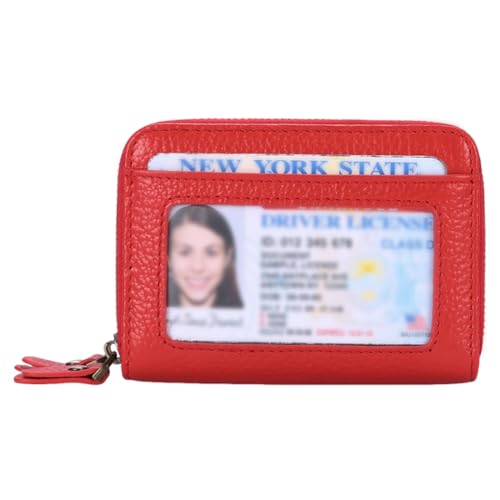WMFASBAG Women Leder Brieftasche mit Reißverschluss in Multifunktional kompakter Brieftasche (rot) von WMFASBAG