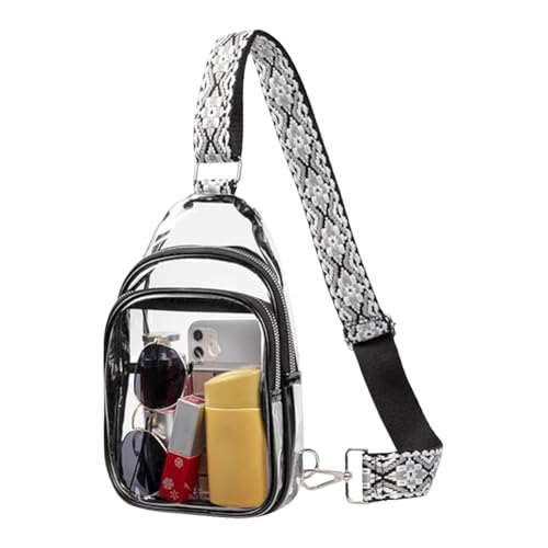 WMFASBAG Women PVC Chest -Tasche große Kapazität Transparentes Schlingentasche Konzerte Tasche (schwarz) von WMFASBAG