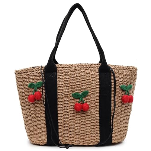 WMFASBAG Women Strohm Tote Handtasche Stylish Strick Umhängetasche Strand Date Handtasche (Khaki 1) von WMFASBAG