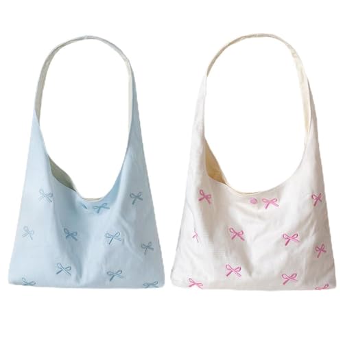 Women Canvas -Einkaufstasche mit Fliege Muster Hobo -Tasche for den täglichen Gebrauch (blau) von WMFASBAG