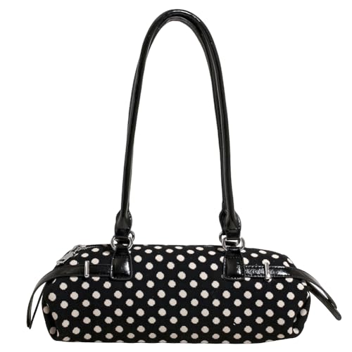 Women Canvas Polka Dot Handtasche Stilvolle Unterarmtasche Freizeit -Umhängetasche (schwarz) von WMFASBAG