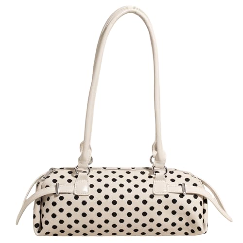 Women Canvas Polka Dot Handtasche Stylische Unterarmtasche Freizeit -Umhängetasche (Beige) von WMFASBAG