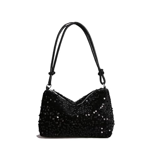 Women Paillettenumhängenden Umhängetaschen Solid Color Tote Handtasche for den täglichen Gebrauch (schwarz) von WMFASBAG