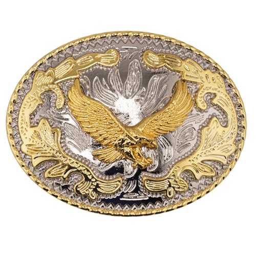 WMG Eagle Flying Soaring Rodeo Western Gold Ton Gürtelschnalle, Gold, Medium von WMG