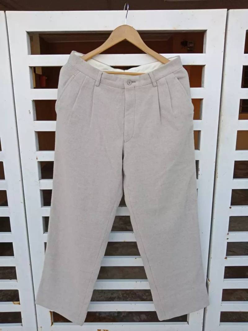 Issey Miyake Männer Wolle Schöne Weiche Glatte Material Breite Hose von WMISHOP