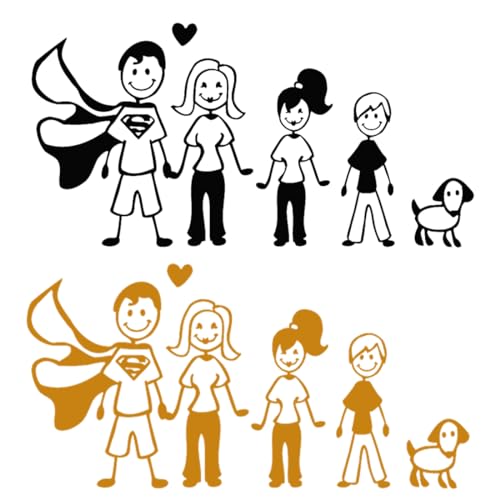 WMUVAZA Familie wasserdichte Auto Aufkleber, 2 Stück, Cartoon, Mehrfarbig, Familie, Auto, Bücher von WMUVAZA