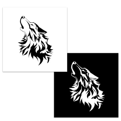 WMUVAZA Motorhaube Aufkleber, 2 Stück Wolf Aufkleber Motocross für Autos, Motorräder, Roller, Helme, Realistisch Aufkleber Selbstklebende Auto Fenster Karosserie Aufkleber Wolf Sticker Auto Styling von WMUVAZA