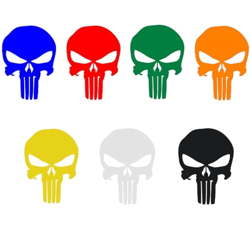 WMUVAZA Schädel Skull Aufkleber Paket, 7 Stück Totenkopf-Aufkleber für Autos oder Motorräder Totenkopf Auto-Motorrad-Fahrrad-Roller, Schädel Skull Aufkleber Paket für Auto oder Motorrad von WMUVAZA