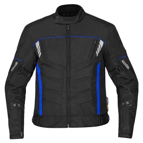 Herren Motorradjacke Mit Protektoren Motorrad Biker Touren Textil Quad ATV Roller Jacke (DE/NL/SE/PL, Alphanumerisch, 5XL, Regular, Regular, Blau) von WMW WALI MOTO WEAR