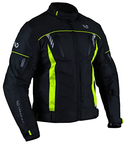 Motorradjacke Herren - Leichte, Atmungsaktive Sommer Stadt Textiljacke Männer mit CE Schulter Ellbogen und Rückenprotektoren, Breitenverstellung (as3, alpha, xx_l, regular, regular) von WMW WALI MOTO WEAR