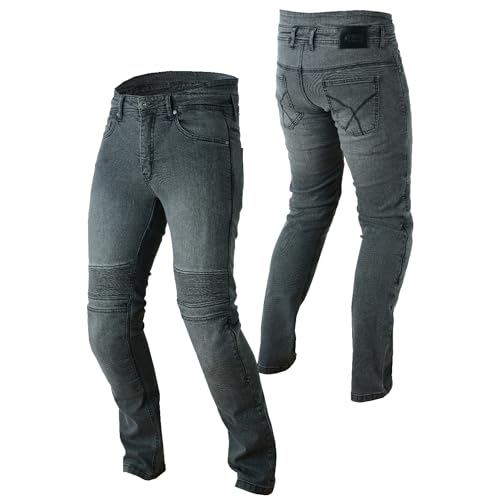 Motorradjeans Herren mit Protektoren Atmungsaktive Motorradhose Denim mit Knieprotektoren Motorradhose Motorrad Hose Jeans Kommt mit Aramid (DE/NL/SE/PL, Numerisch, 32, Regular, Regular, GRAY) von WMW WALI MOTO WEAR