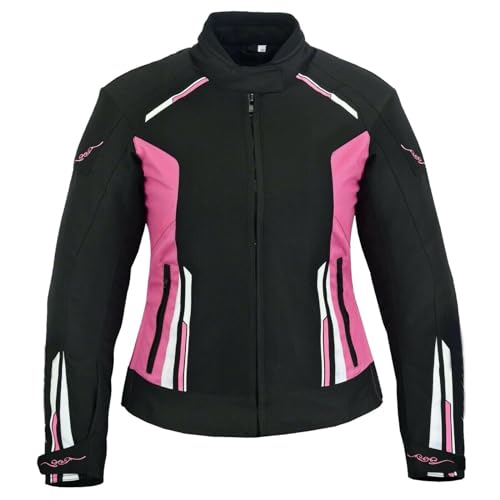 WMW WALI MOTO WEAR Damen Motorrad Textil Jacke Mit Protektoren Biker Motorrad Touren Jackes Motorradjacke (DE/NL/SE/PL, Alphanumerisch, L, Regular, Regular, Rosa) von WMW WALI MOTO WEAR