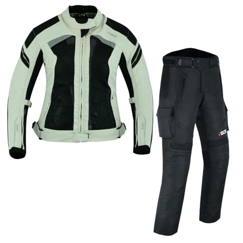 Damen Motorrad Textil Kombi Damen Motorrad Touring Kombi Biker Motorrad Jacke und Hose Motorrad Roller Anzug Motorradkombi 2-teiliges (GRAY, M) von WMW WALI MOTO WEAR