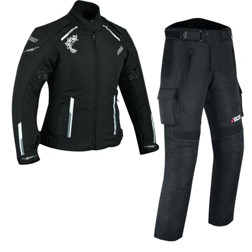 WMW WALI MOTO WEAR Damen Motorrad Textil Kombi Wasserdicht Motorrad Toruing Textil kombi Damen Motorrad Touring Textil Kombi Wasserdicht Motorradkombi (BLACK, 2XL) von WMW WALI MOTO WEAR