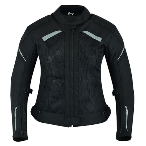 WMW WALI MOTO WEAR Damen Motorradjacke neu textiler Sommermantel, wasserabweisende, winddichte Damenjacke für Sommer Motorradjacke mit Protektoren (as3, alpha, l, regular, regular, BLACK) von WMW WALI MOTO WEAR