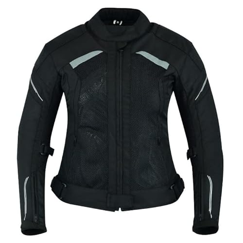 WMW WALI MOTO WEAR Damen Motorradjacke neu textiler Sommermantel, wasserabweisende, winddichte Damenjacke für Sommer Motorradjacke mit Protektoren (as3, alpha, x_l, regular, regular, BLACK) von WMW WALI MOTO WEAR