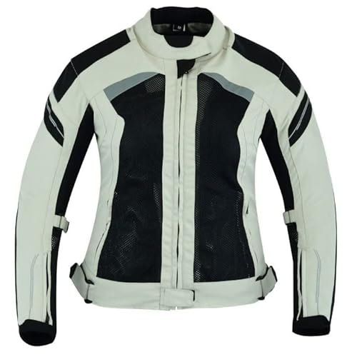 WMW WALI MOTO WEAR Damen Motorradjacke neuer textiler Sommermantel, wasserabweisende, winddichte Damenjacke für Sommer Motorradjacke mit Protektoren (as3, alpha, l, regular, regular, GRAY) von WMW WALI MOTO WEAR