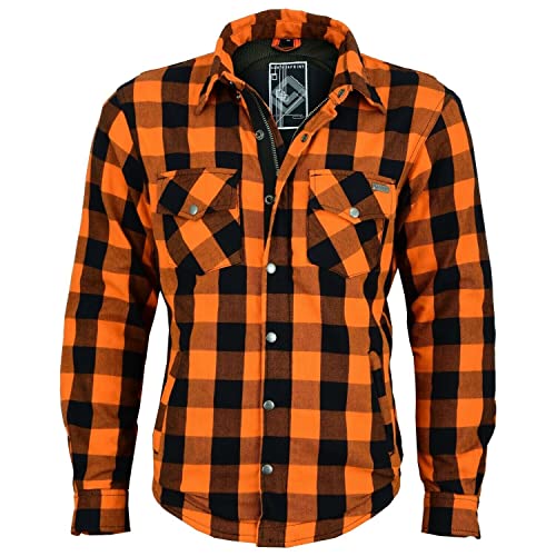 WMW WALI MOTO WEAR Hemd Motorrad Aramid Biker Herren Neu Jacke Mit Motorradjacke Und Motorrad- Protektoren Shirt (as3, alpha, 4x_l, regular, regular, Orange) von WMW WALI MOTO WEAR