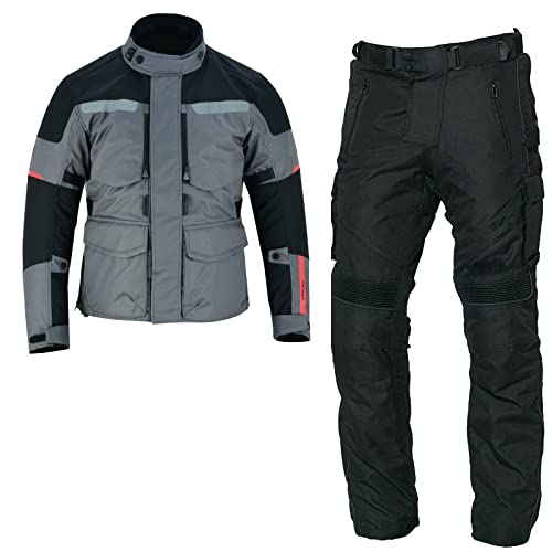 WMW WALI MOTO WEAR Herren-Motorrad-Rennanzüge, Motorradjacke und -hose, 2-teilige Anzüge mit Protektoren (as3, alpha, xx_l, regular, regular, dunkelgrau) von WMW WALI MOTO WEAR