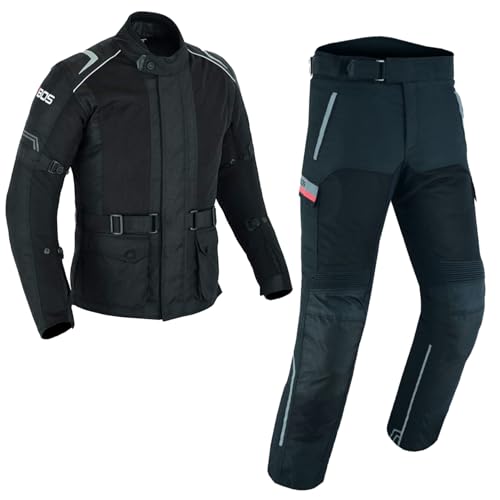 Herren Motorrad Sommer Textil kombi Motorradkombi herren 2-teiler mit Protektoren belüftete Motorrad Textilkombi Motorrad Textil Jacke und Hose Neu (BLACK, 2XL) von WMW WALI MOTO WEAR