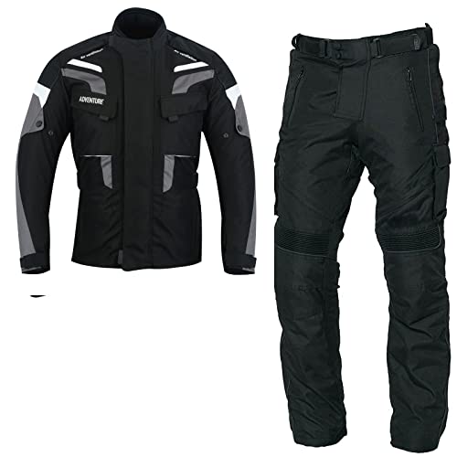 WMW WALI MOTO WEAR Herren Motorradkombi Kombi Motorrad Hose Jacke Textil Schwarz Protektoren Jacke+Hose (as3, alpha, 3x_l, regular, regular, Schwarz) von WMW WALI MOTO WEAR