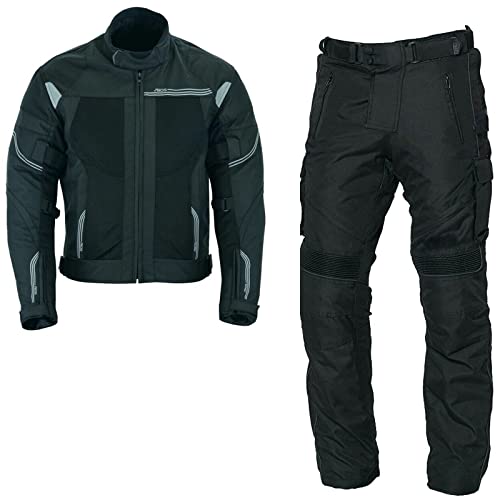 WMW WALI MOTO WEAR Herren Motorradkombi Motorrad Textil Jacke Kombi Hose Neu Mit Und Motorradbekleidung Textilkombi Jacke+Hose (as3, alpha, l, regular, regular, Schwarz) von WMW WALI MOTO WEAR