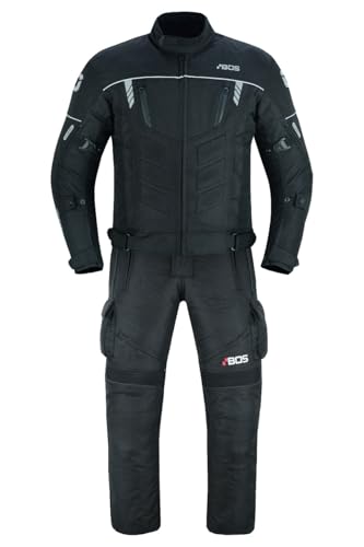 WMW WALI MOTO WEAR Herren Motorradkombi: Textil-Motorradjacke und Motorradhose inkl. Protektoren – 2-teiliger Motorradanzug für Radfahren, Reiten und Motorradfahren (BLACK, L) von WMW WALI MOTO WEAR