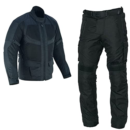 WMW WALI MOTO WEAR Motorrad Hose Und Jacke Herren Textil Kombi Motorradjacke Motorradkombi Wasserdichte Neu (as3, alpha, m, regular, regular, Schwarz) von WMW WALI MOTO WEAR