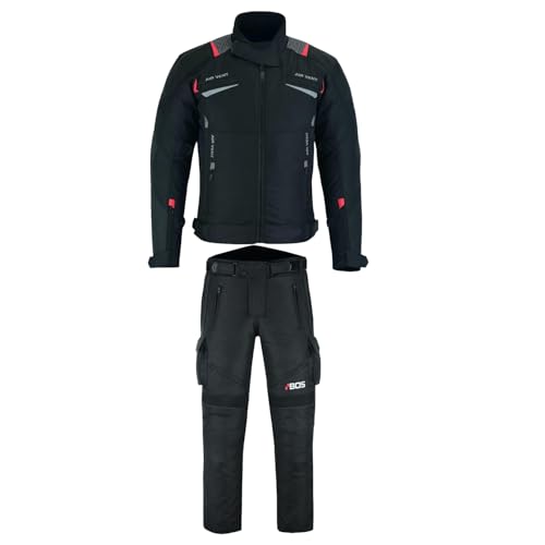 WMW WALI MOTO WEAR Motorradjacke mit Protektoren Anzug,Herren Motorrad Touring kombi Wasserdicht 2-teiler mit Protektoren Motorradanzug Biker Kombi (BLACK, 5XL) von WMW WALI MOTO WEAR