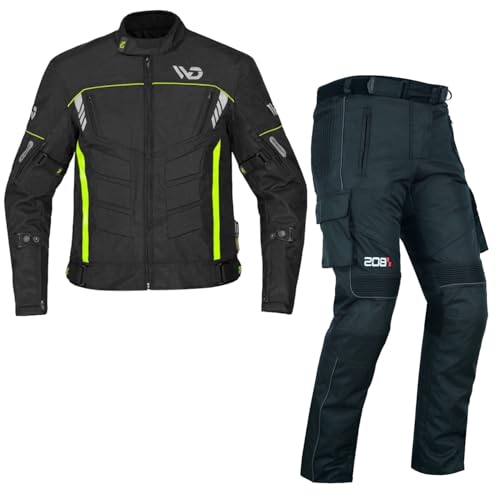 WMW WALI MOTO WEAR Motorradjacke mit Protektoren Anzug Panzer Jacke Hose für Radfahren Reiten Motorrad Kombi Herren Motorrad Textil Kombi (GREEN, XL) von WMW WALI MOTO WEAR
