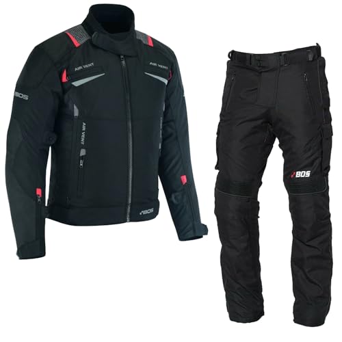 Motorradkombi Herren 2-Teiler – Robuste Textil Motorradjacke und Hose mit Schutz,Motorradkombi Textil 2-Teilig,Motorrad Textilkombi Herren, (BLACK, XL) von WMW WALI MOTO WEAR