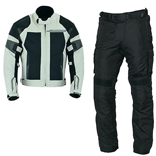 WMW WALI MOTO WEAR Motorradkombi Motorrad Herren Textilkombi Jacke+Hose Textil Jacke Kombi Hose Neu Mit Und Motorradbekleidung (as3, alpha, x_l, regular, regular, Grau) von WMW WALI MOTO WEAR