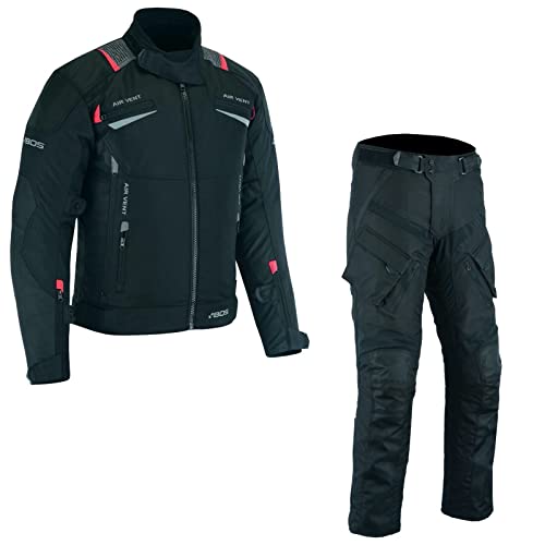 WMW WALI MOTO WEAR Motorradkombi Textil Motorrad Herren Kombi Hose Jacke Protektoren Schwarz Mit Motorradbekleidung Jacke+Hose (as3, alpha, 3x_l, regular, regular, Schwarz) von WMW WALI MOTO WEAR